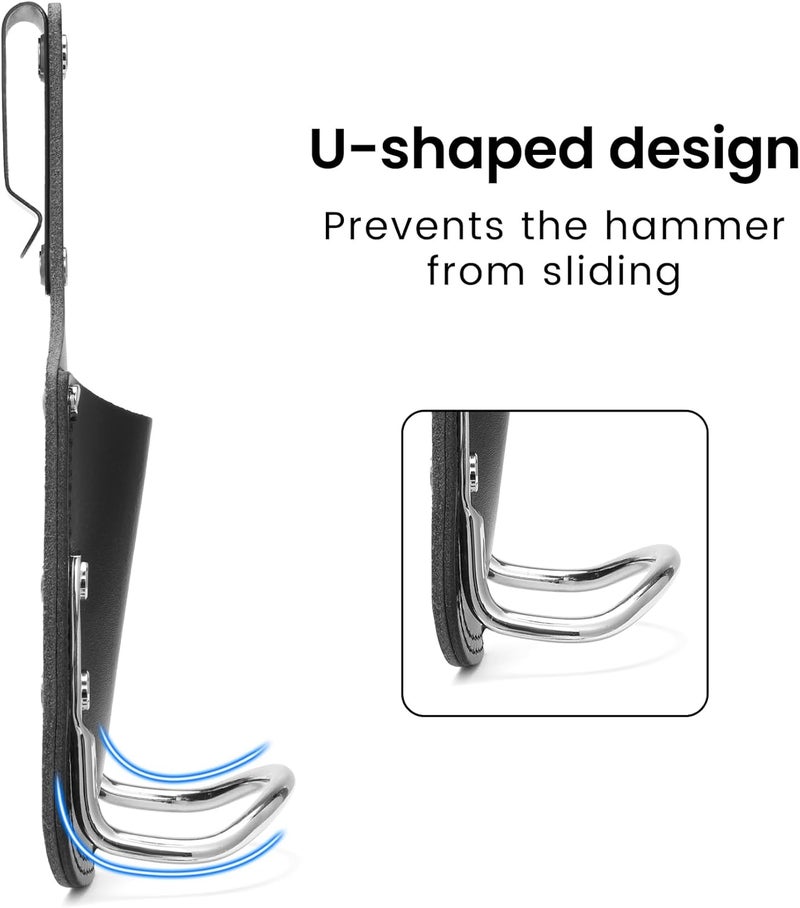 compuda Hammer Holder,Hammer Holder for Belt,Tool Holder Pliers Holster Knife Holster, Hammer Holster Made with Genuine Leather and Heavy-Duty Steel,for Construction Electrician Carpentry Garden Pruning. - Image 5